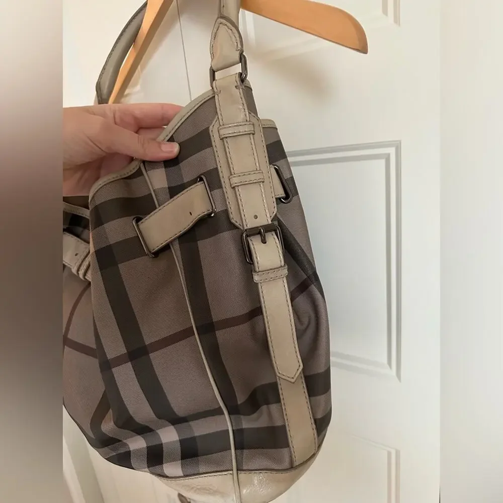Burberry Smoked Check Medium Walden Belted Hobo Handbag